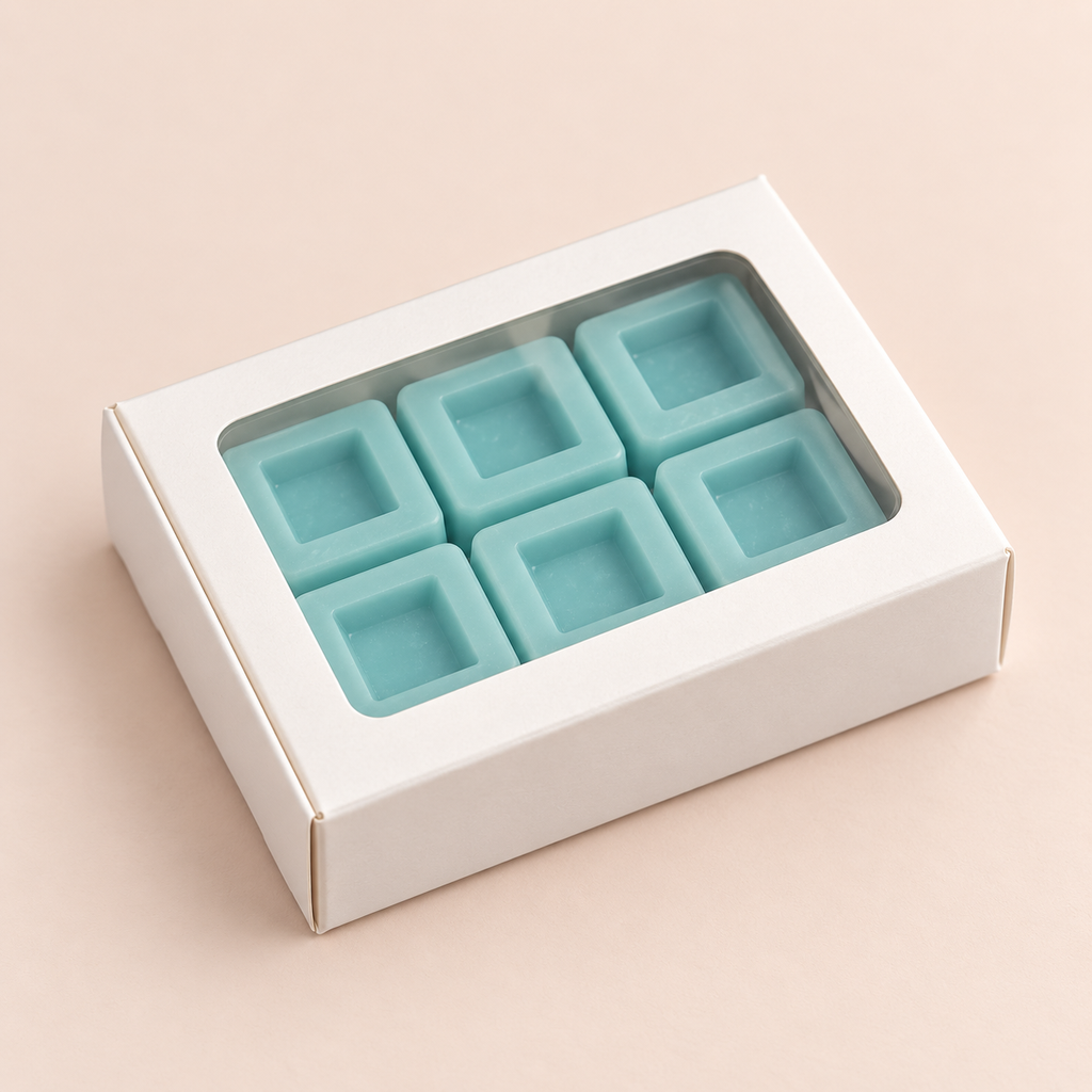Coffret de six fondants parfumés carrés – Monoï rosé