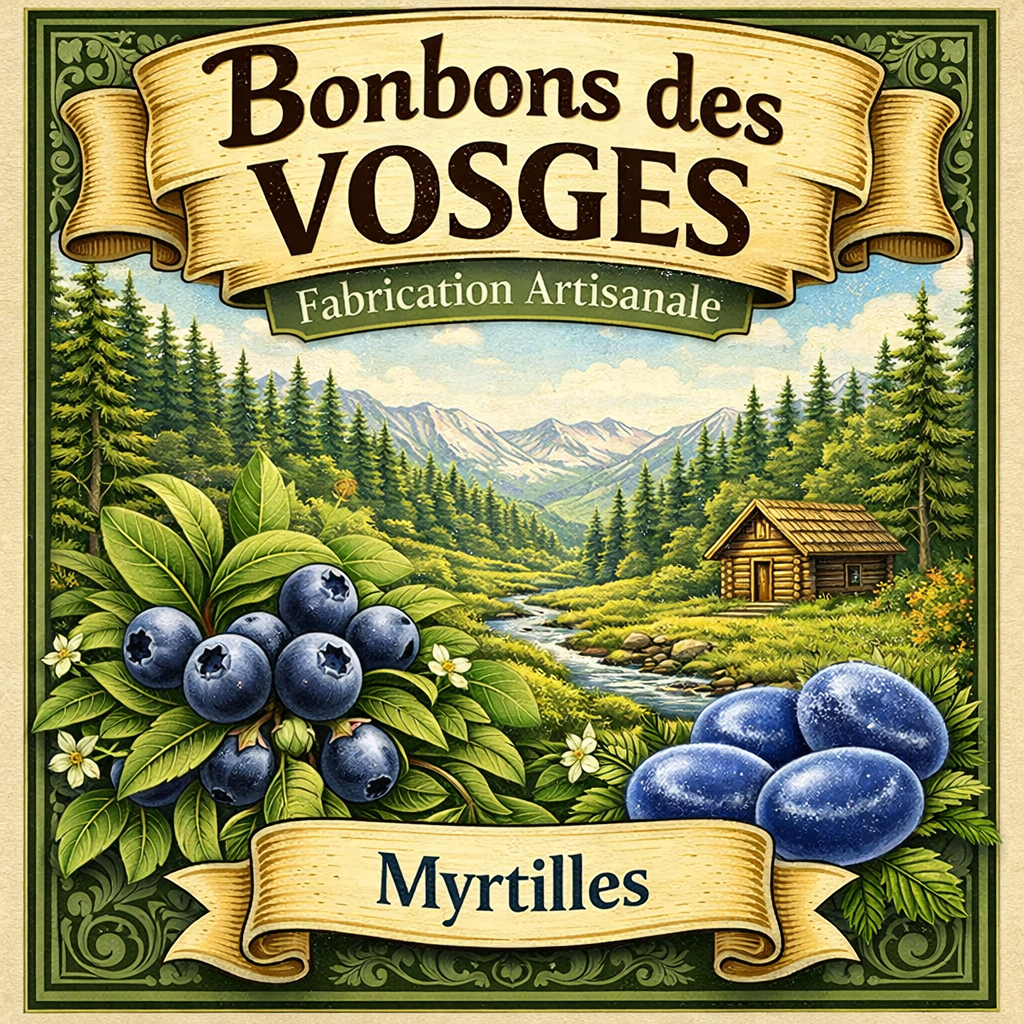 [3760115260832] Bonbon des Vosges au Myrtille (boite carton) 130g