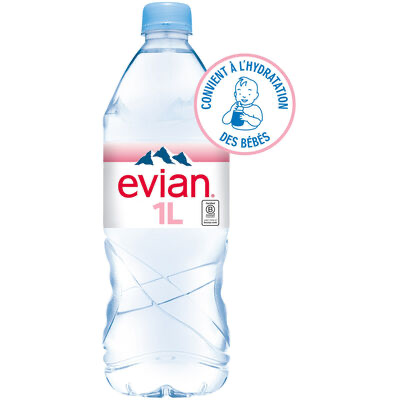 EVIAN EAU MINERALE NATURELLE PLATE 1L