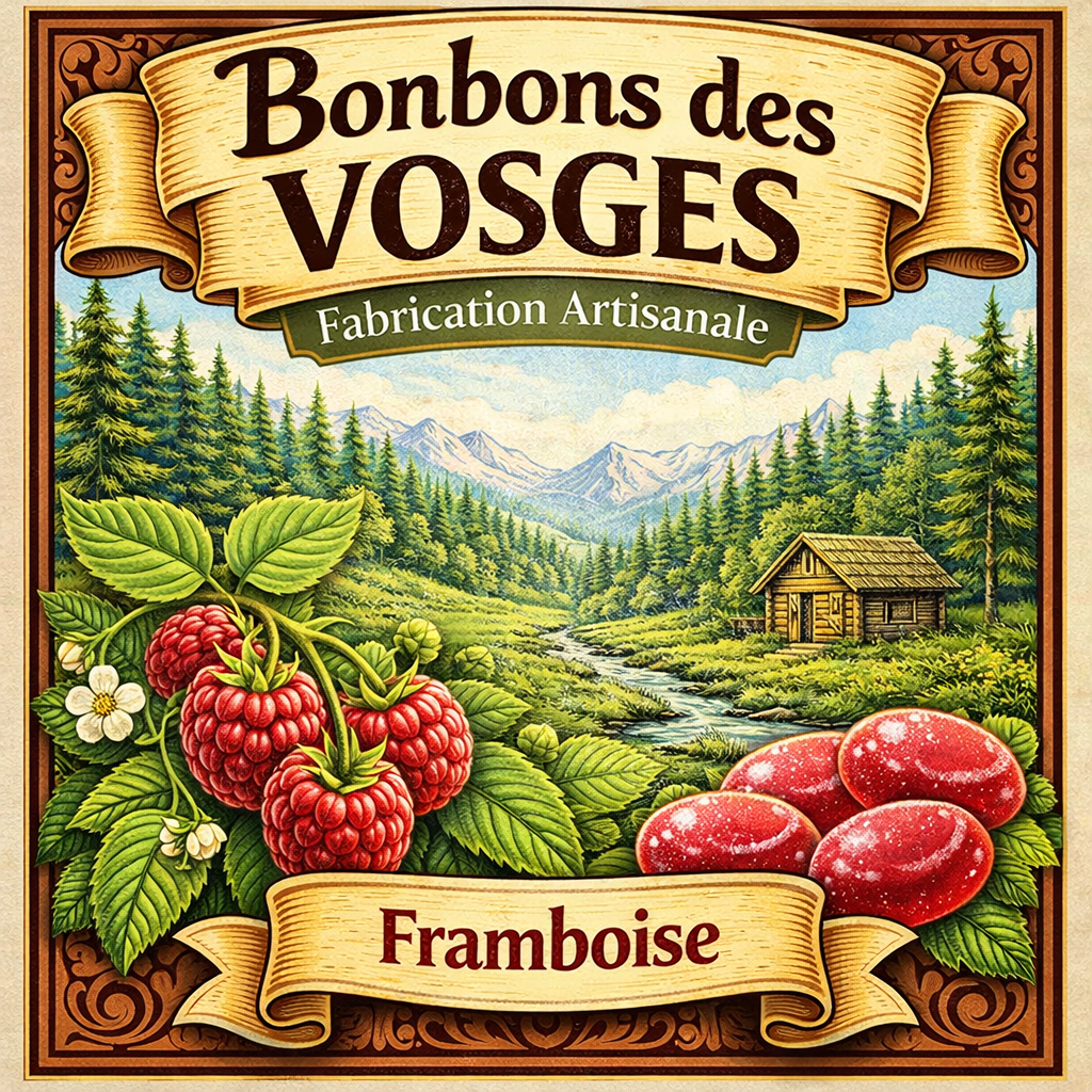 Bonbon des Vosges à la Framboise (Boite carton) 130g