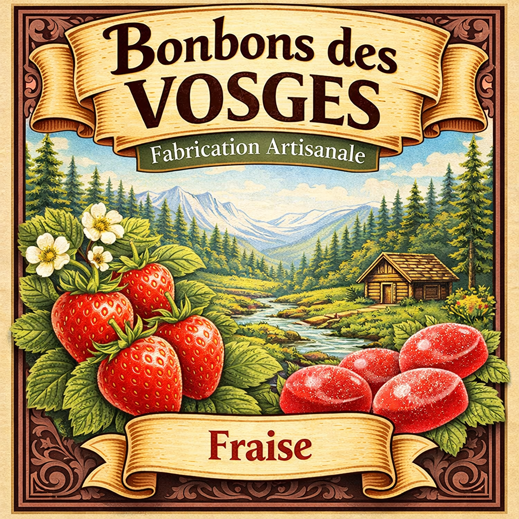 [(Sachet)3760115260290] Bonbon des Vosges à la Fraise