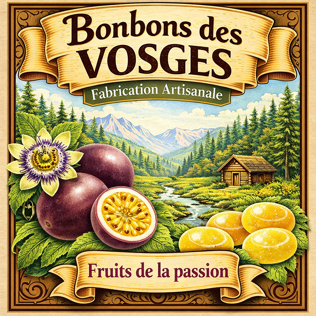[3760115260306] Bonbon des Vosges au  Fruits de la passion (Sachet) 200g